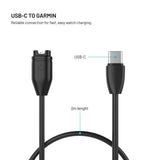 Fixed USB-C Ladekabel for Garmin Smartklokke - 2m - Svart