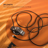 Fixed USB-C Ladekabel for Garmin Smartklokke - 2m - Svart