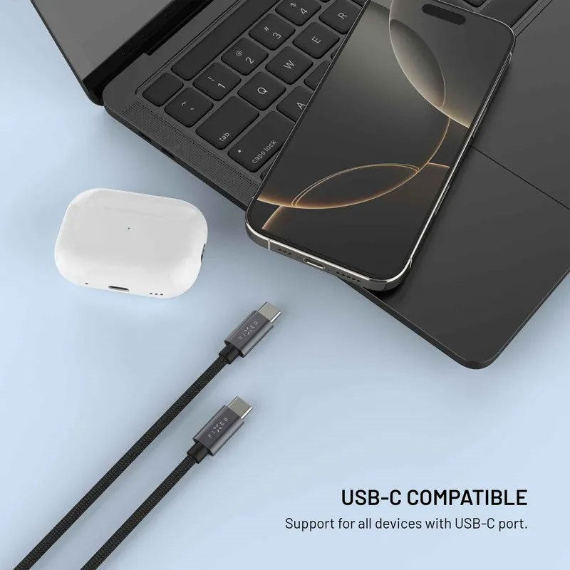 Fixed USB-C Ladekabel til Apple Watch & Samsung Galaxy Watch - 1.5m - Svart