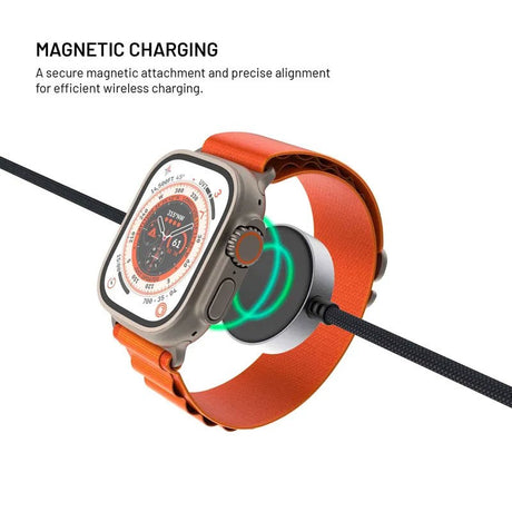 Fixed USB-C Ladekabel til Apple Watch & Samsung Galaxy Watch - 1.5m - Svart
