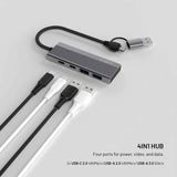 Fixed 4-i-1 USB-C-Multiport med 2 x USB-A 2 x USB-C - Sølv