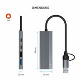 Fixed 4-i-1 USB-C-Multiport med 2 x USB-A 2 x USB-C - Sølv