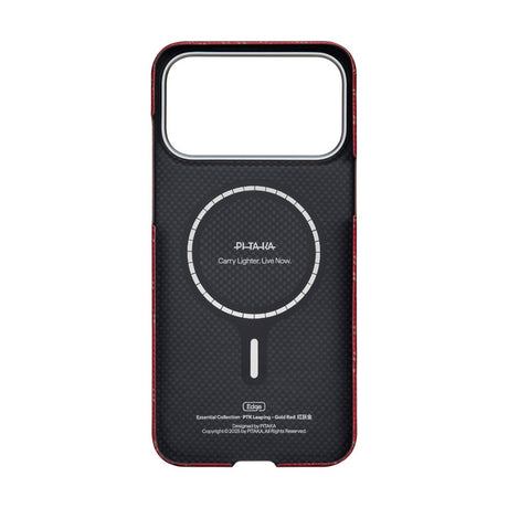 iPhone 17 Pro PITAKA Edge Monogram Deksel – MagSafe Kompatibelt – Gull / Rød
