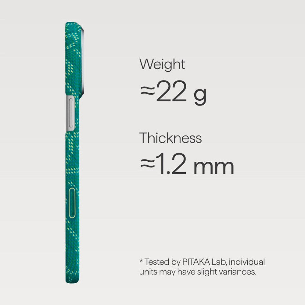 iPhone 17 Pro Max PITAKA Edge Monogram Deksel – MagSafe Kompatibelt – Gull / Grønn
