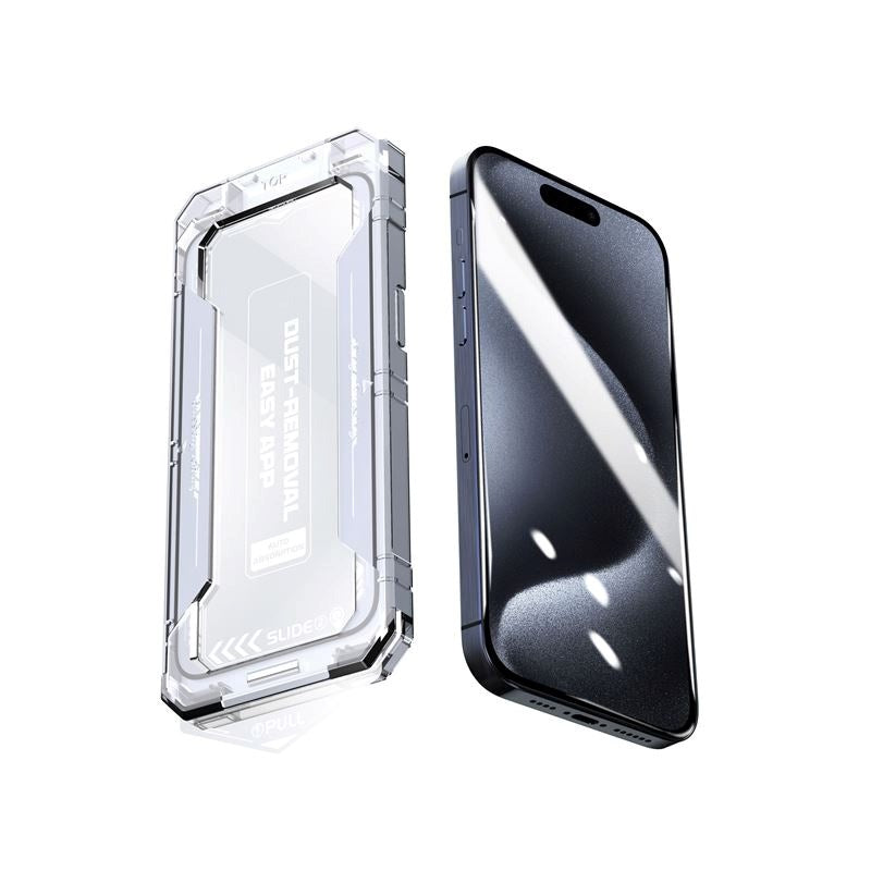 iPhone 15 Pro Max Mobile Origin Skjermbeskyttelsesglass m. Applikator - Gjennomsiktig / Svart Kant