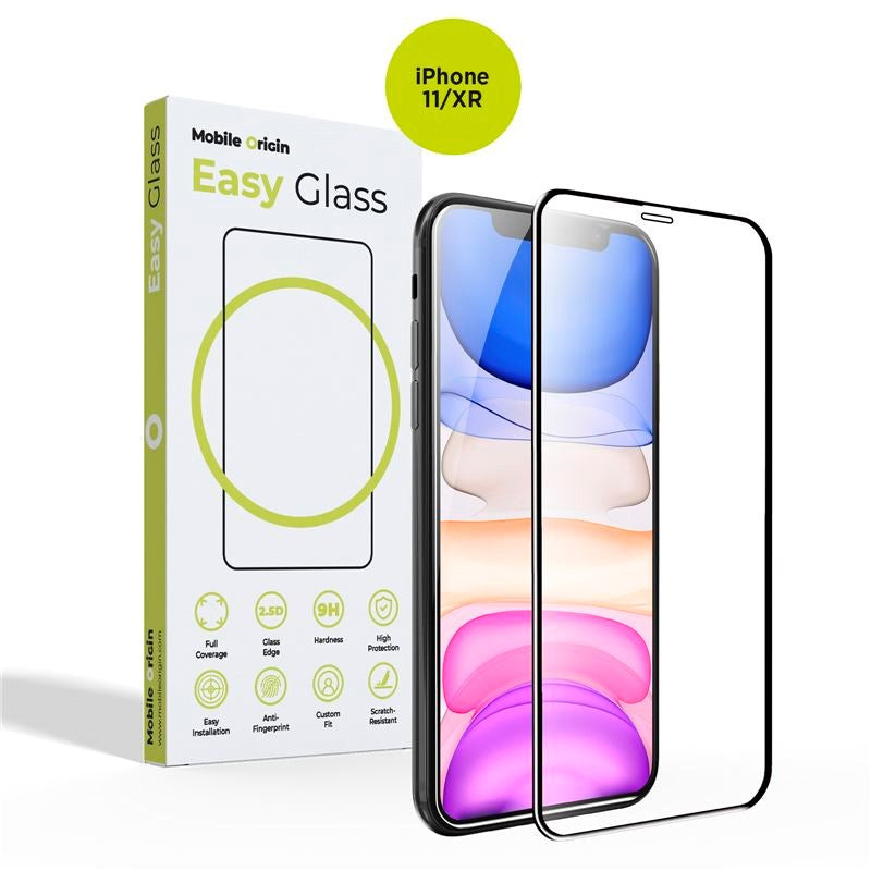 iPhone 11 / XR Mobile Origin EasyGlass Skjermbeskytter - Gjennomsiktig / Svart Kant