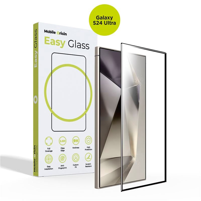 Samsung Galaxy S24 Ultra Mobile Origin EasyGlass Skjermbeskytter - Gjennomsiktig / Svart Kant