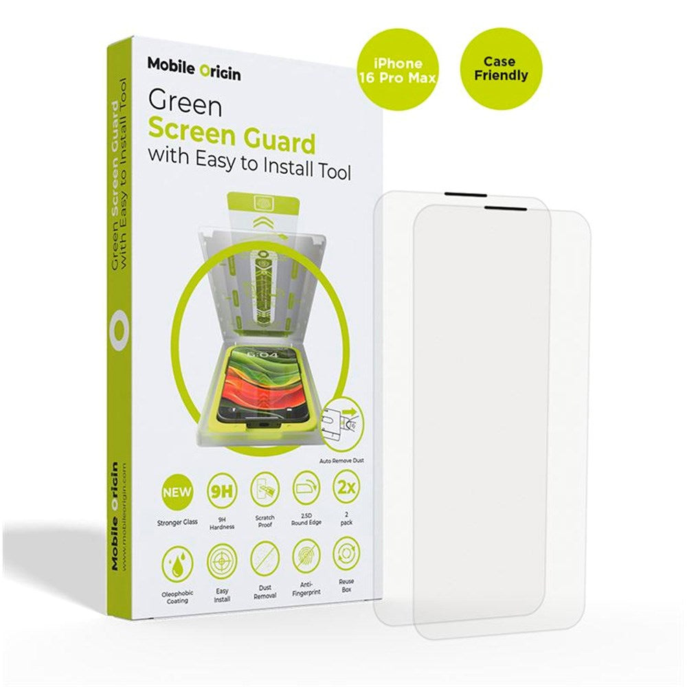 Mobile Origin Skjermbeskytter - Herdet Glass - 2-stk. - iPhone 16 Pro Max