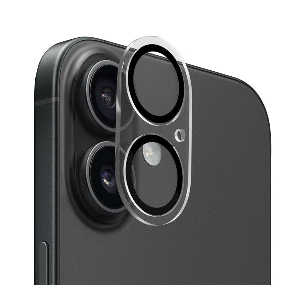 iPhone 16 / 16 Plus Mobile Origin Herdet Glass Kameralinsebeskyttelse - Gjennomsiktig / Svart Kant