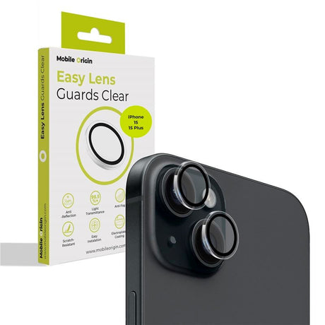 iPhone 15 / 15 Plus Mobile Origin Easy Lens Guard -Kameralinsebeskytter - Gjennomsiktig