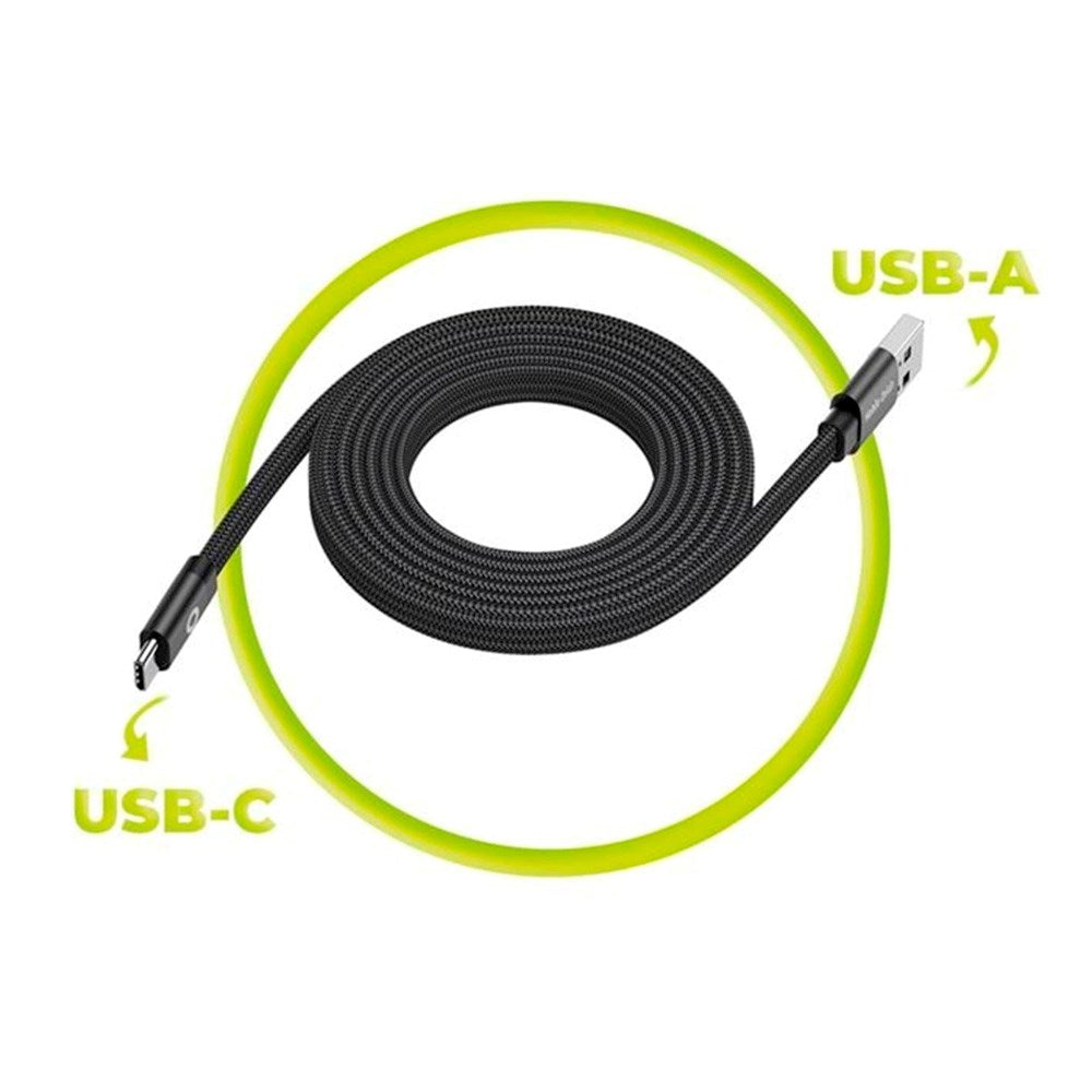 Mobile Origin Flatt Magnetisk USB-A til USB-C Kabel - 1m - Svart