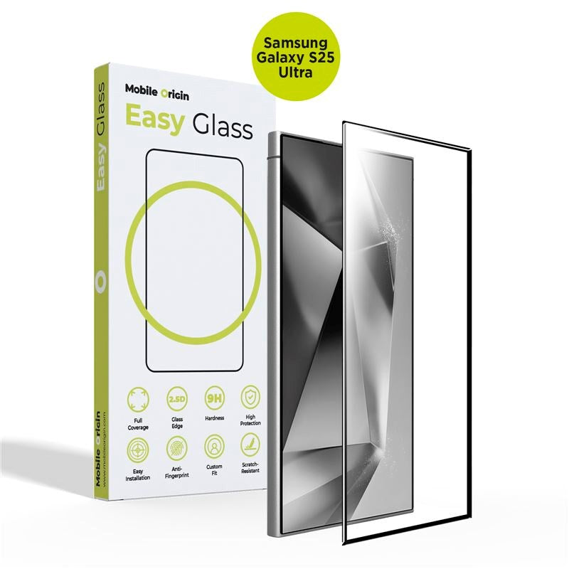 Samsung Galaxy S25 Ultra Mobile Origin EasyGlass Skjermbeskyttelsesglass - Gjennomsiktig