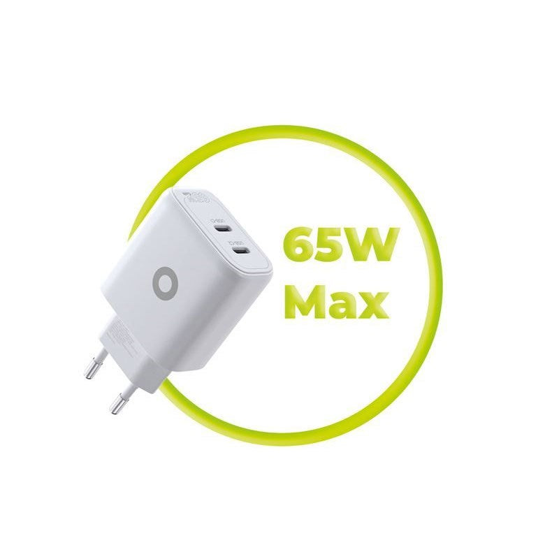 Mobile Origin GaN 65W Vegglader med 2 x USB-C - Hvit