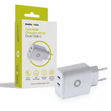 Mobile Origin GaN 65W Vegglader med 2 x USB-C - Hvit