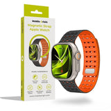 Apple Watch (42/44/SE/45/46/49mm) Mobile Origin Magnetisk Silikonrem – Svart / Oransje