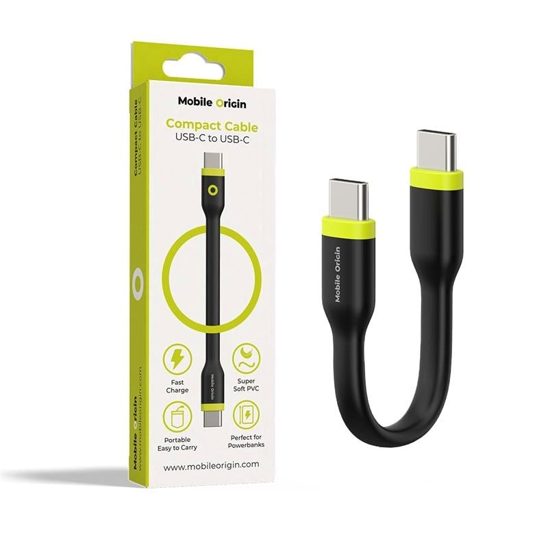 Mobile Origin 60W USB-C til USB-C Kabel 10 cm - Svart