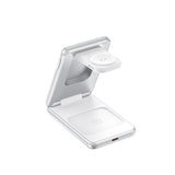 Mobile Origin 3-i-1 Qi2 Sammenleggbar Trådløs Lader for Telefon & Apple Watch & Øretelefoner – Sølv