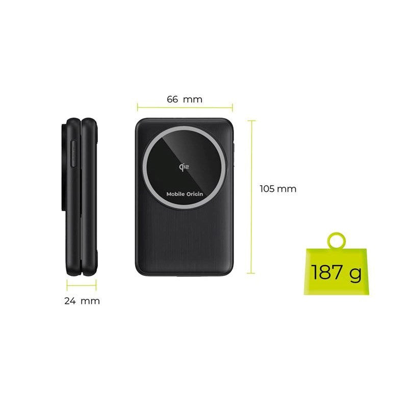 Mobile Origin 3-i-1 Qi2 Sammenleggbar Trådløs Lader for Telefon & Apple Watch & Øretelefoner – Sølv