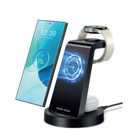 Mobile Origin 3-i-1 Qi2 Trådløs Lader til Samsung - Svart