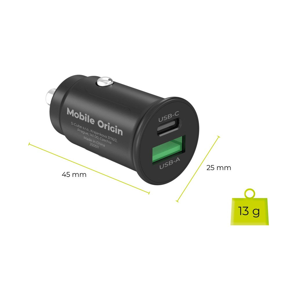 Mobile Origin 30W Billader m. 1 x USB-A & 1 x USB-C – Svart