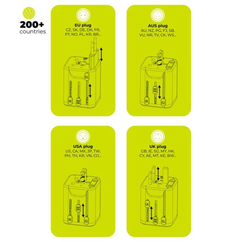 Mobile Origin 30W Universell Reiseadapter EU/UK/US/AUS – Hvit