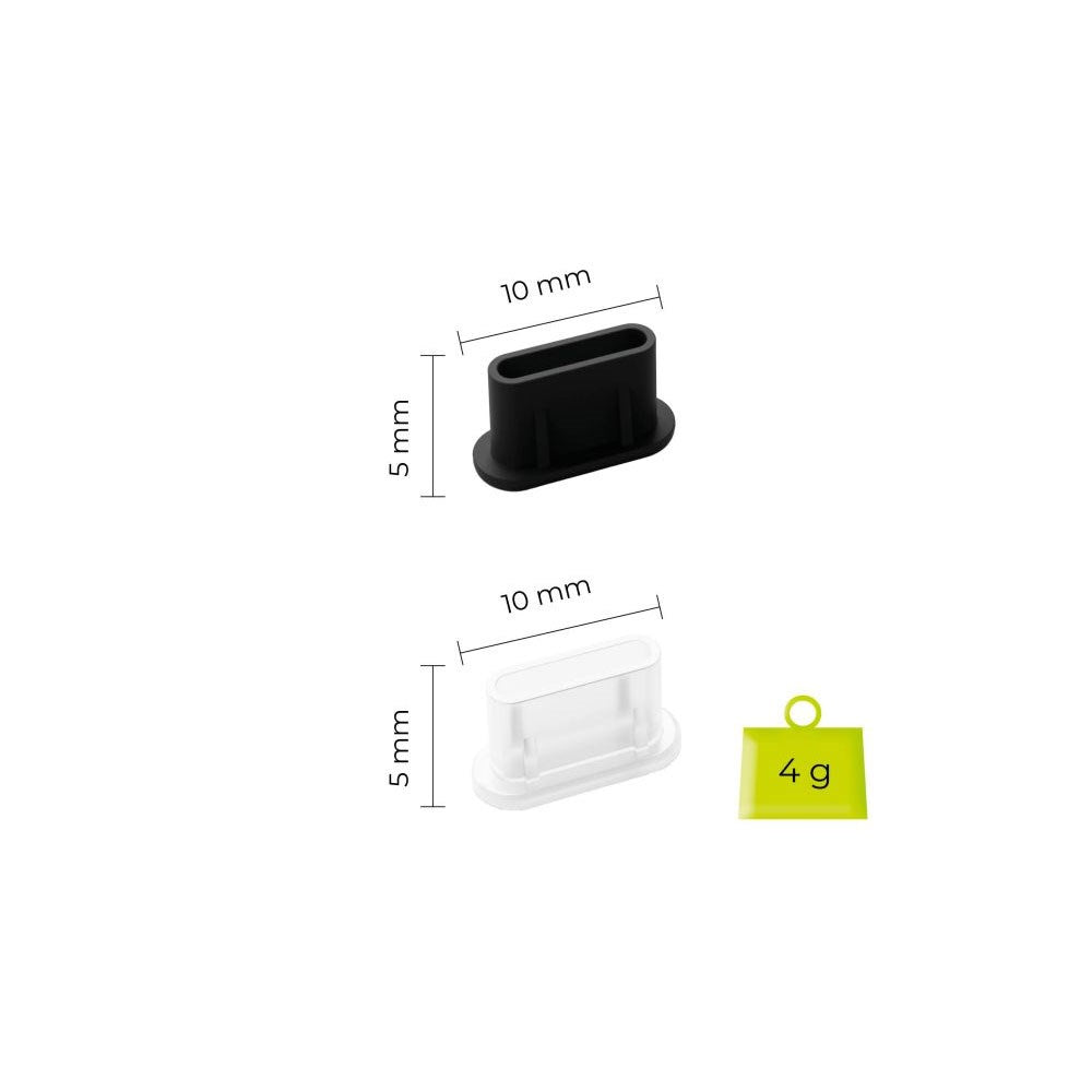 Mobile Origin Sett m. 1x Rengjøringsbørste & 6x USB-C Støvbeskytter - Svart / Hvit
