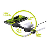 Mobile Origin 3-i-1 Sammenleggbar Trådløs Qi2-Lader for Smarttelefon / Apple Watch / Hodetelefoner - 25W - Svart