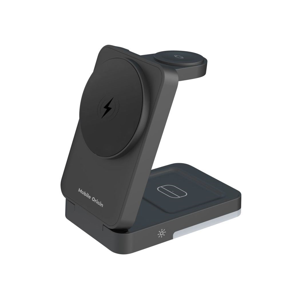 Mobile Origin Trådløs Lader for SmarttiPhone lefon / AirPods / Apple Watch - Sammenleggbar Design - MagSafe Kompatibel - Svart