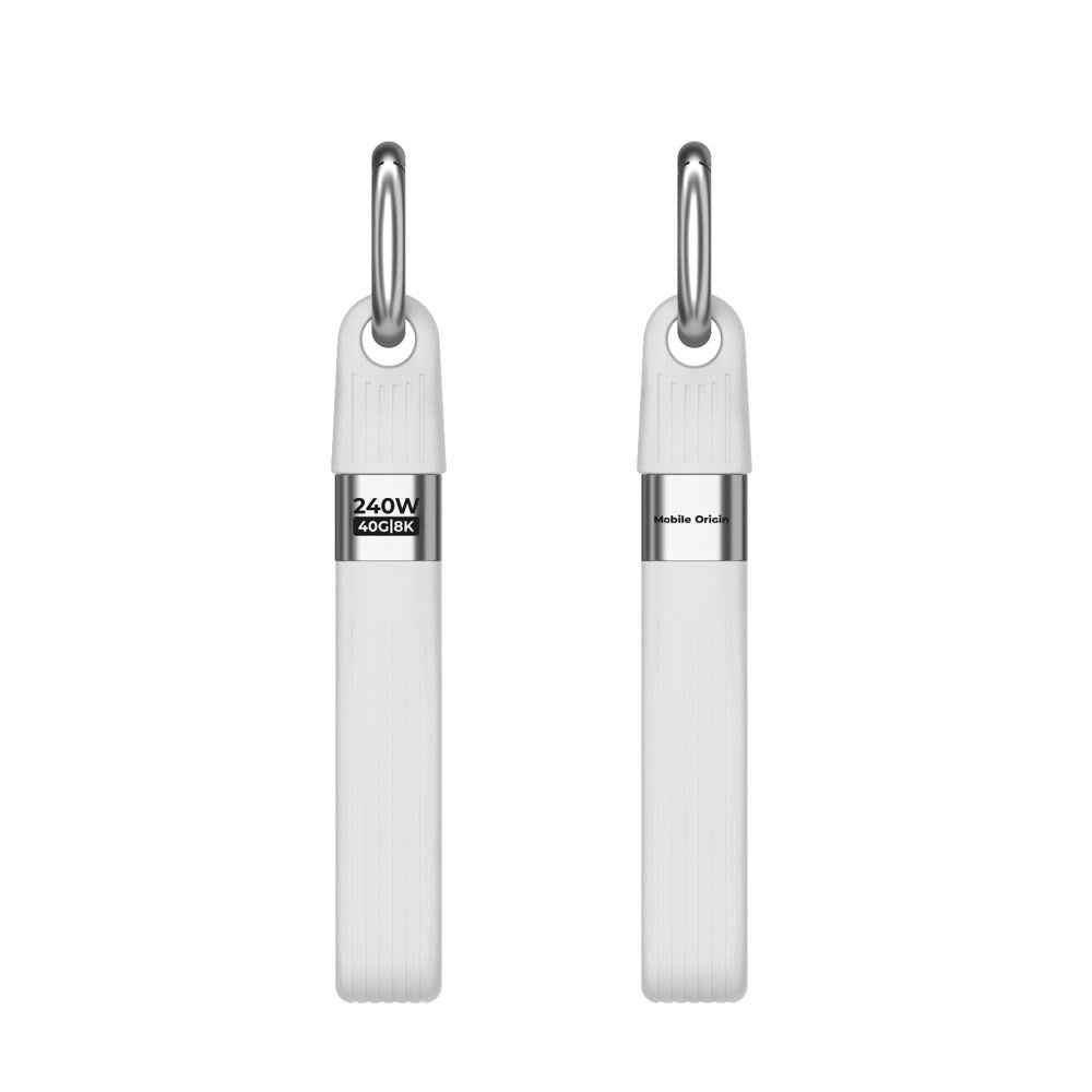 Mobile Origin 240W USB-C til USB-C Nøkkelringkabel - 13cm - Hvit