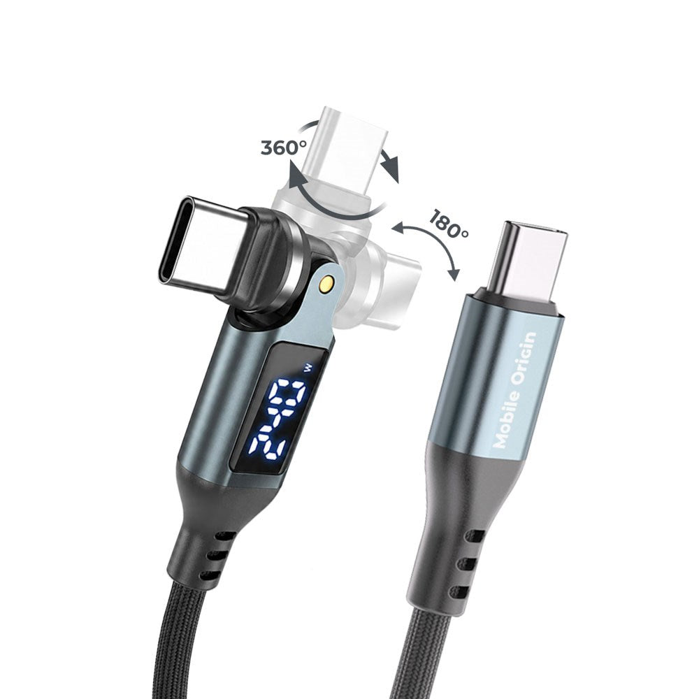 Mobile Origin 240W Display 540° Roterbar USB-C til USB-C Kabel - 1m - Svart
