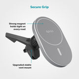 Epico Magnetisk Mobiltelefonholder for Bil m. 15W Trådløs Lading og 18W Billader - MagSafe-Kompatibel - Space Grey
