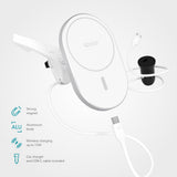 Epico Magnetisk Mobiltelefonholder for Bil m. 15W Trådløs Lading og 18W Billader - MagSafe-Kompatibel - Hvit