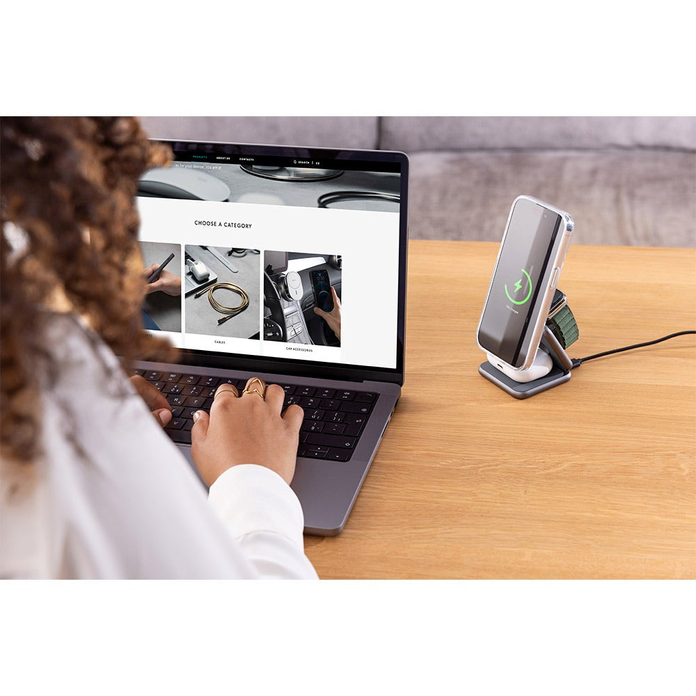 Epico Mag+ 3-i-1 Trådløs Lader 15W m. 25W USB-C Vegglader og USB-C-Kabel - MagSafe-Kompatibel - Space Grey