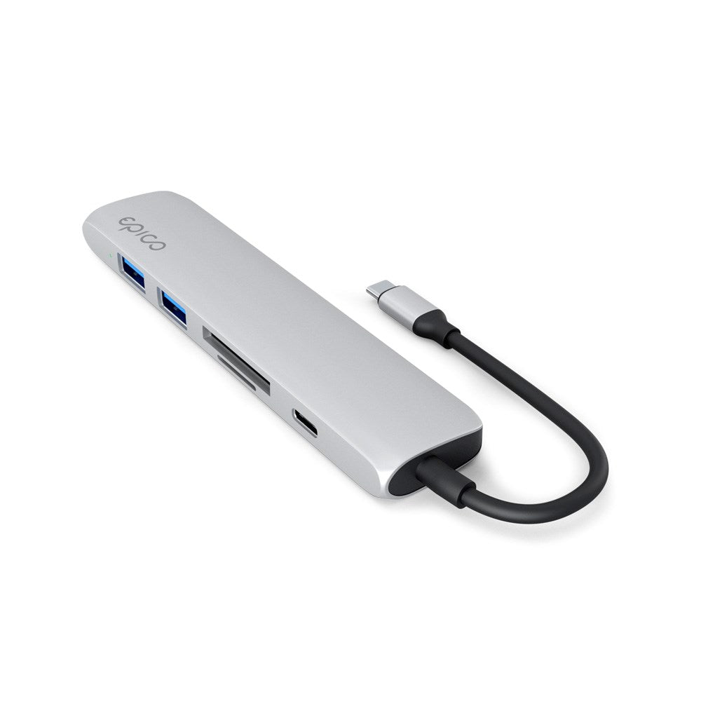 Epico 6-i-1 USB-C Adapter – Aluminium Design med 8K Oppløsning - Silver