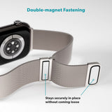 Apple Watch (42/44/SE/45/46/49mm) Epico Milanese+ (Plus) Rustfri Stål Rem - Starlight