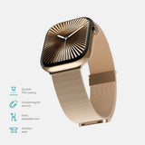 Apple Watch (42/44/SE/45/46/49mm) Epico Milanese+ (Plus) Rustfri Stål Rem - Gold