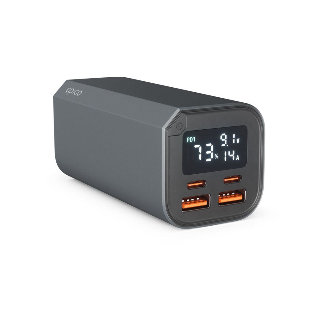 Epico 100W Aluminiums Powerbank 20.000 mAh med 2 x USB-A & 2 x USB-C - Grå