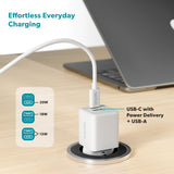Epico UltraBoost GaN 20W Vegglader - 1x USB-C / 1x USB-A - Hvit