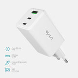 Epico UltraBoost GaN 65W Vegglader - 2x USB-C / 1x USB-A - Hvit