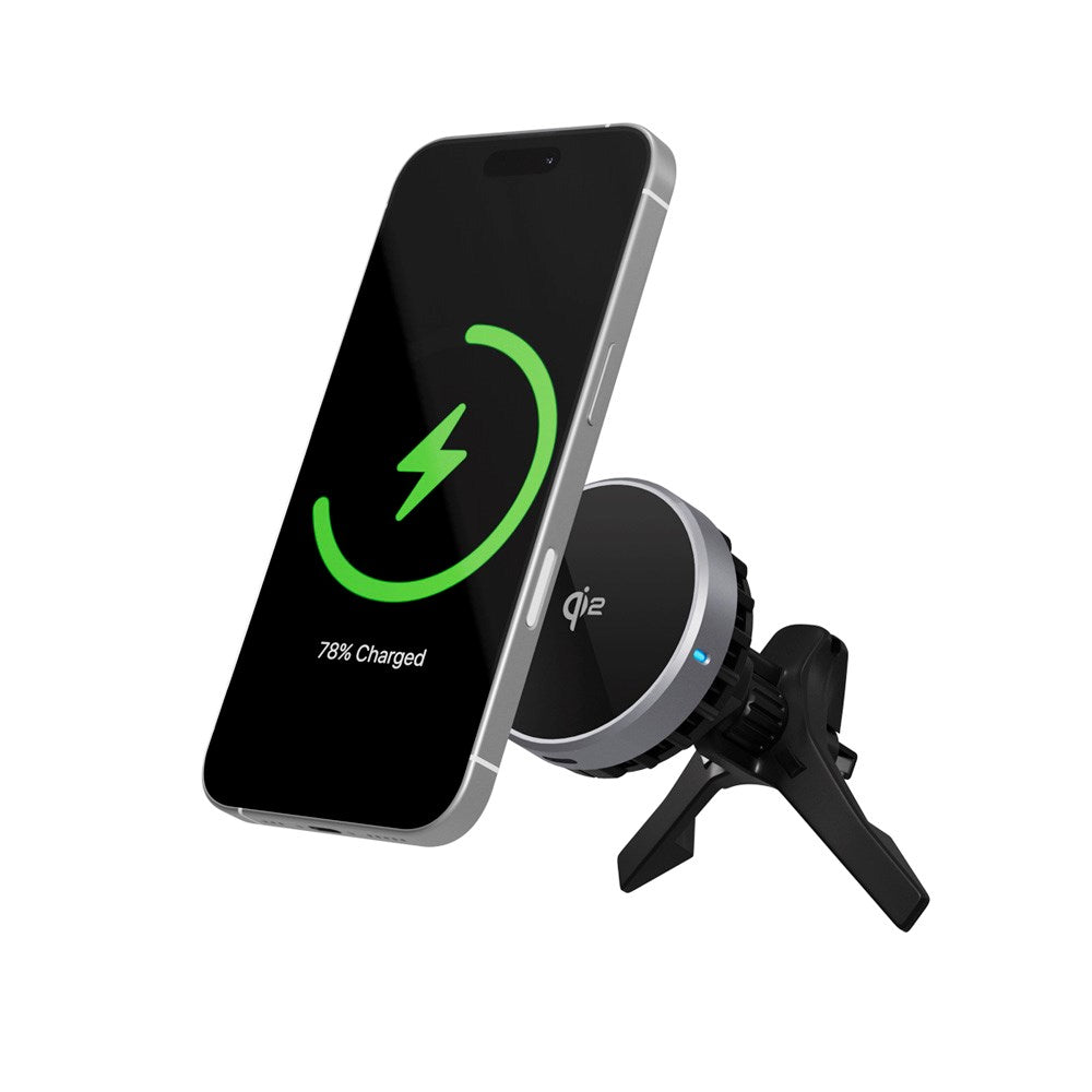 Spello Magnetisk Mobilholder til Bil med Trådløs Lading (15W) – Qi2 & MagSafe Kompatibel – Svart