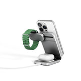 Spello ForceBase Sammenleggbar 3-i-1 Trådløs Qi2 Lader 15W - MagSafe Kompatibel - Sølv