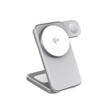 Spello ForceBase Sammenleggbar 3-i-1 Trådløs Qi2 Lader 15W - MagSafe Kompatibel - Sølv