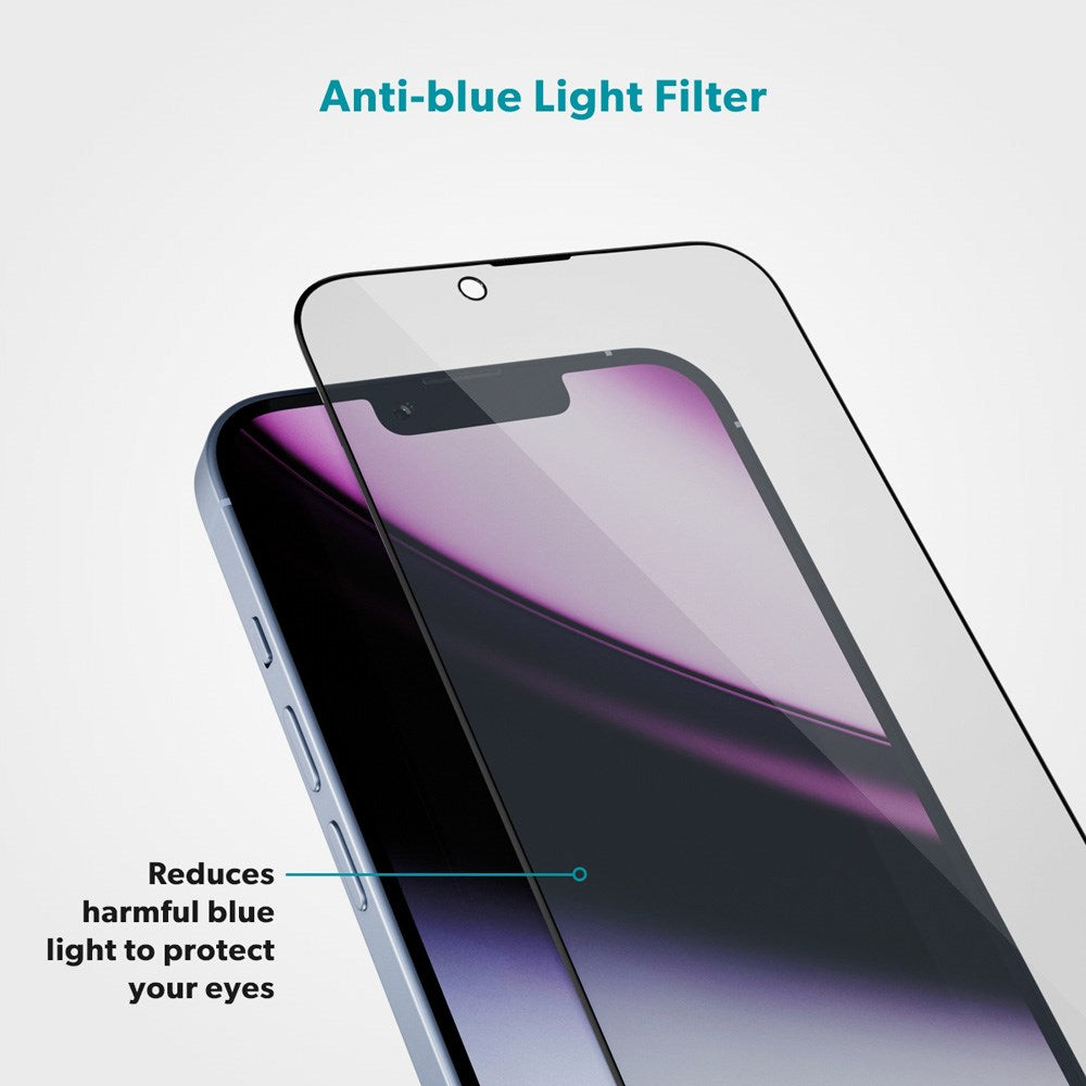 iPhone 17e / 16e / 14 / 13 / 13 Pro Epico AntiBlue Glass 3D Skjermbeskyttelsesglass m. Installasjonsramme - Gjennomsiktig