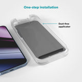 iPhone 17e / 16e / 14 / 13 / 13 Pro Epico Privacy Glass 3D Skjermbeskyttelsesglass m. Monteringsramme - Gjennomsiktig