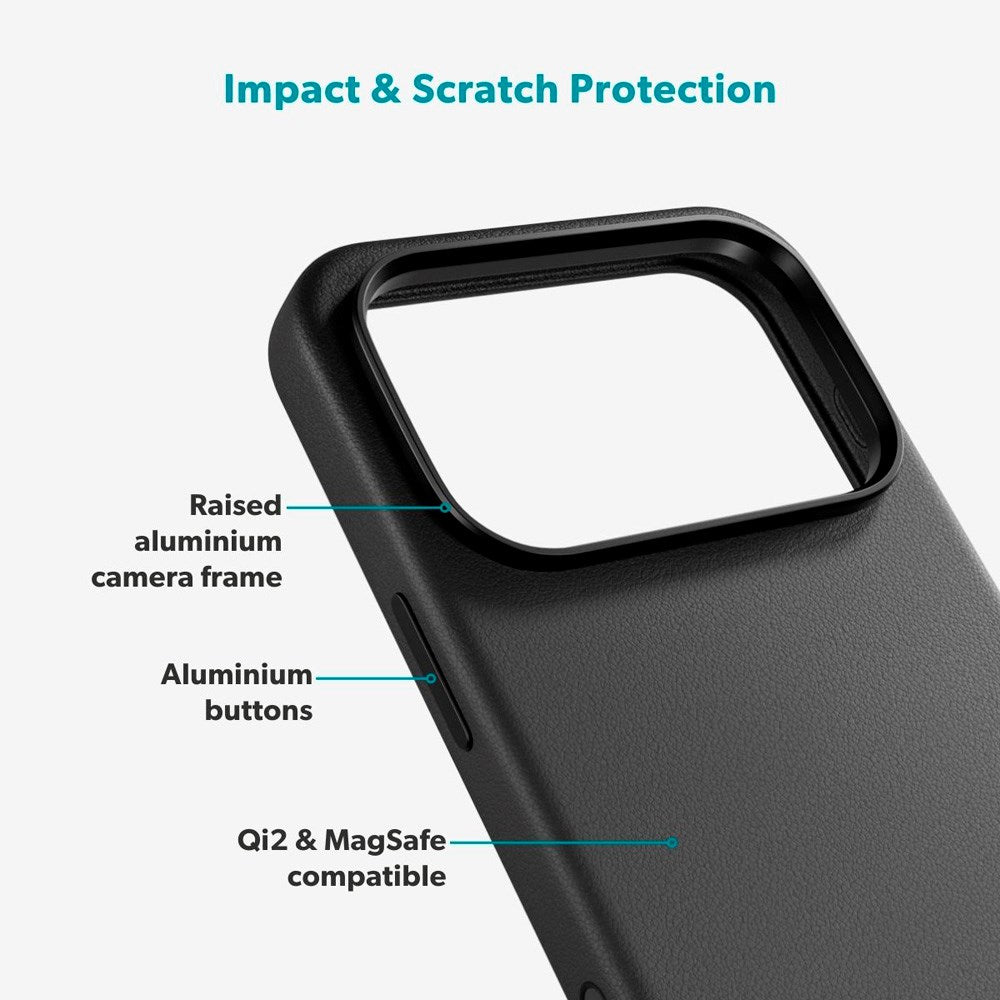 iPhone 17 Pro Max Epico Leather Pro Mag+ Deksel - MagSafe Kompatibel - Svart
