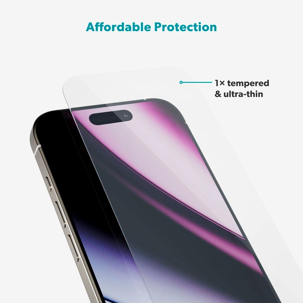 iPhone 17 Pro Epico Glass Protector Skjermbeskyttelsesglass m. Monteringsramme - Gjennomsiktig
