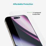 iPhone 17 Pro Epico Glass Protector Skjermbeskyttelsesglass m. Monteringsramme - Gjennomsiktig