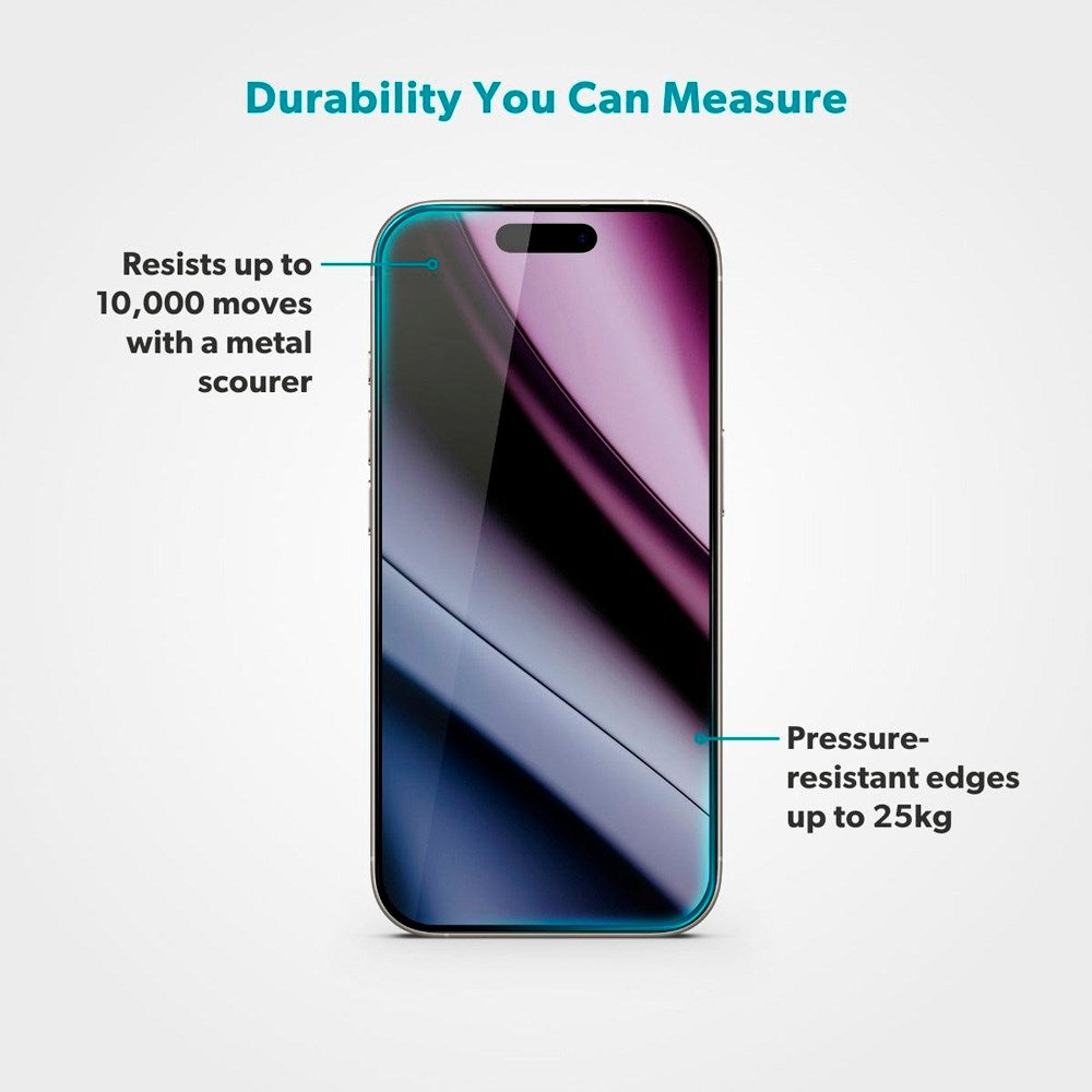 iPhone 17 Pro Epico AntiReflective Glass 3D Skjermbeskyttelsesglass m. Monteringsramme - Gjennomsiktig