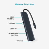 Epico 7-i-1 Multimedia Hub 8K - Midnight