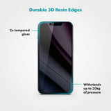 iPhone 16 / 15 / 14 Pro Epico Privacy Glass 3D Skjermbeskyttelsesglass m. Monteringsramme - Gjennomsiktig